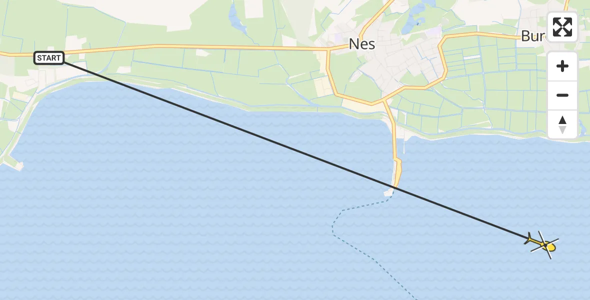 Routekaart van de vlucht: Ambulancehelikopter naar Buren