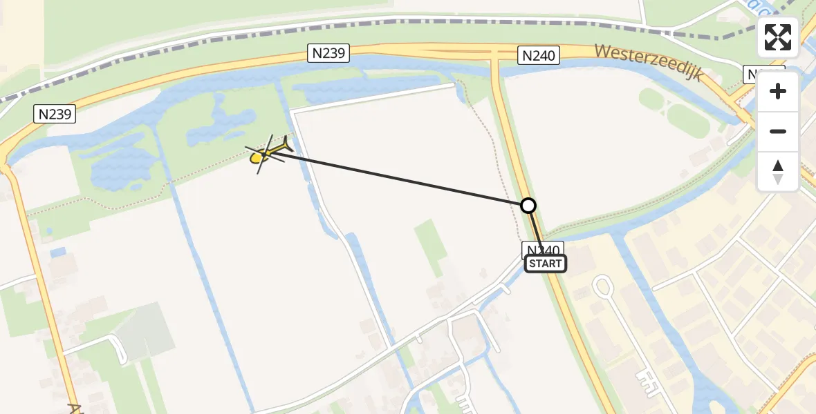 Routekaart van de vlucht: Traumahelikopter naar Opperdoes, Gave Sloot