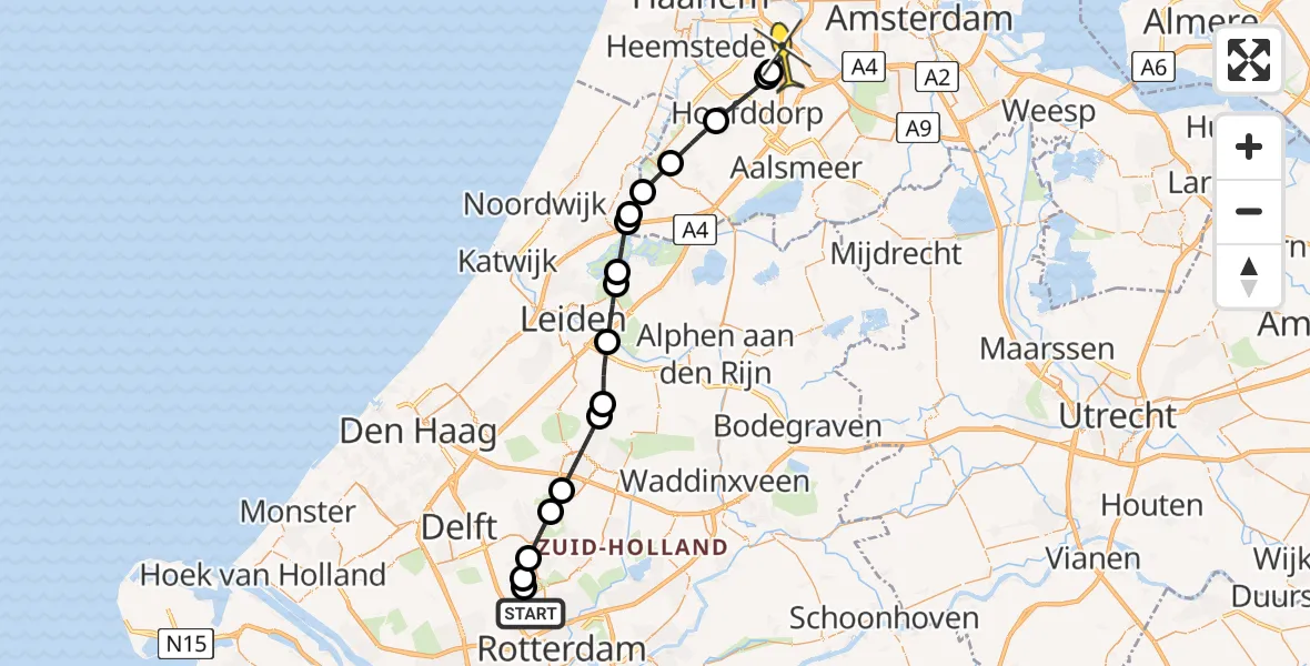 Routekaart van de vlucht: Lifeliner 2 naar Lijnden, Oude Bovendijk