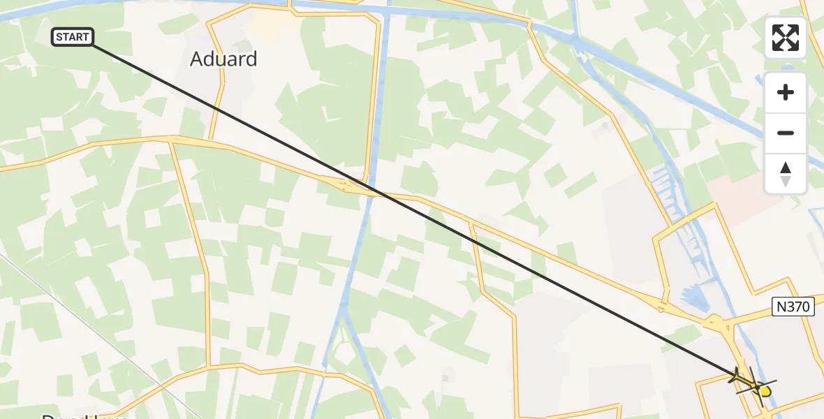 Routekaart van de vlucht: Ambulanceheli naar Groningen, Friesestraatweg