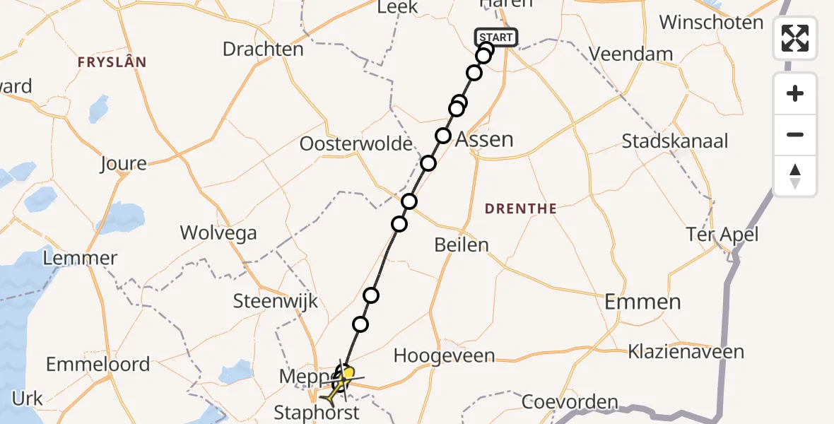 Routekaart van de vlucht: Lifeliner 4 naar De Schiphorst, Luchtenburgerweg