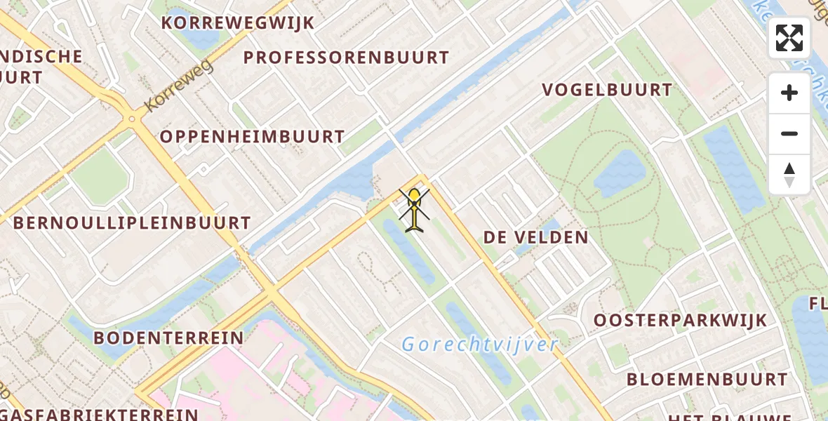 Routekaart van de vlucht: Ambulanceheli naar Universitair Medisch Centrum Groningen