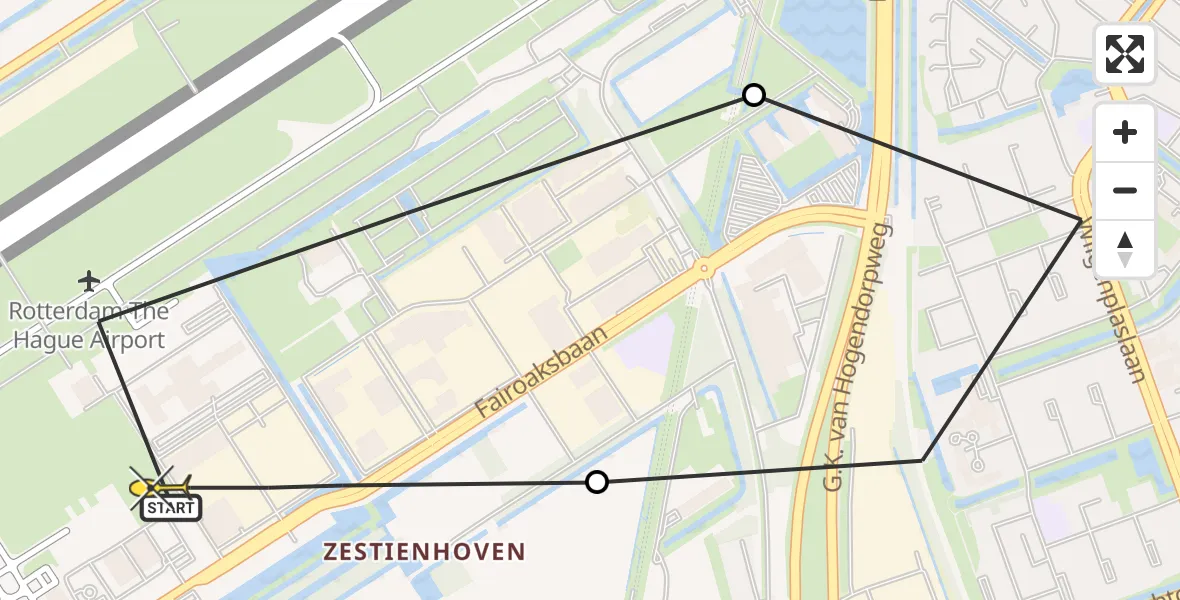 Routekaart van de vlucht: Lifeliner 2 naar Rotterdam The Hague Airport, HSL-Zuid