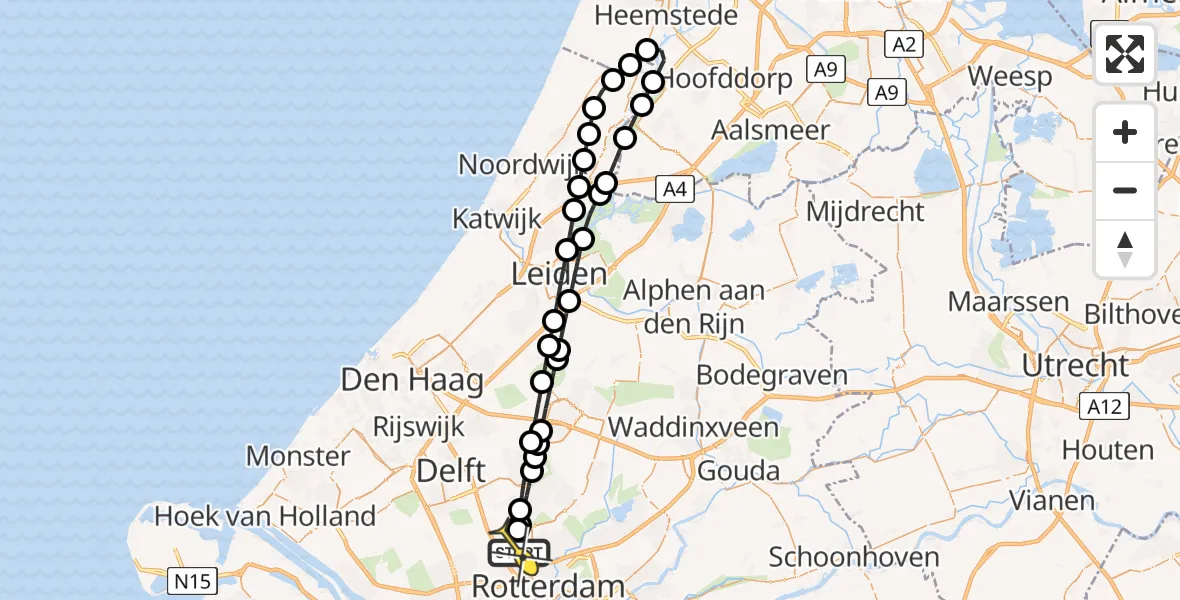 Routekaart van de vlucht: Lifeliner 2 naar Rotterdam The Hague Airport, Rijksstraatweg