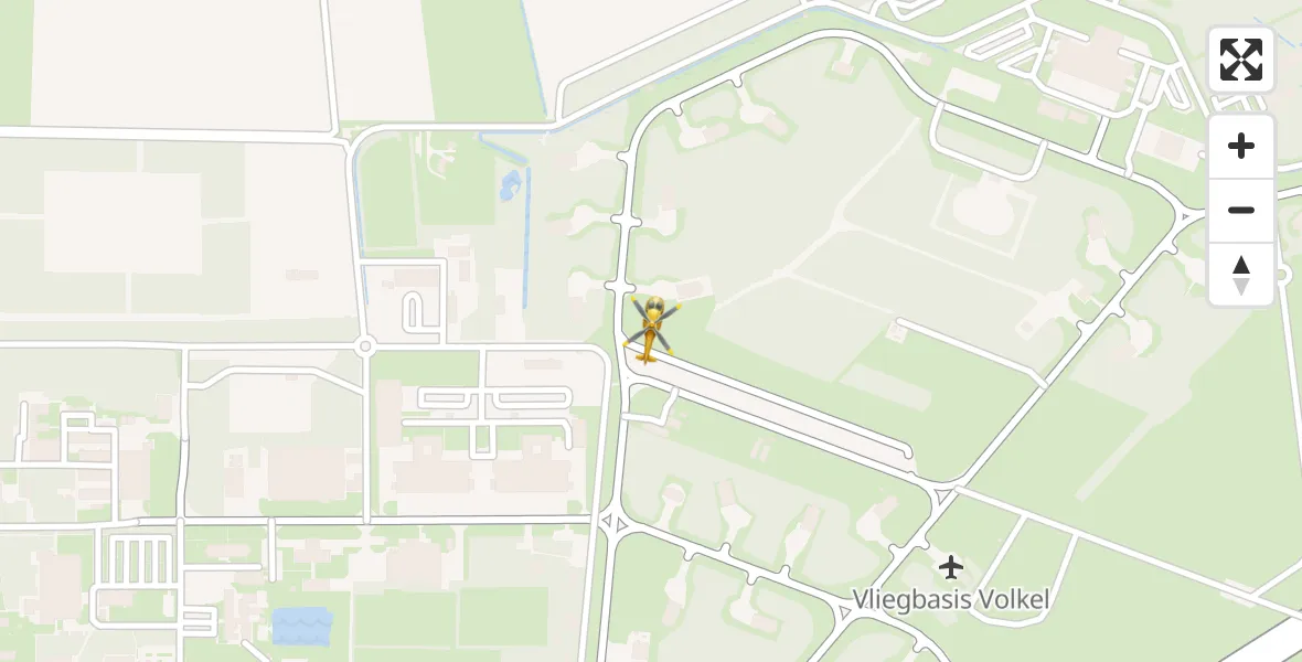 Vluchtroute Traumahelikopter van Vliegbasis Volkel naar Vliegbasis Volkel