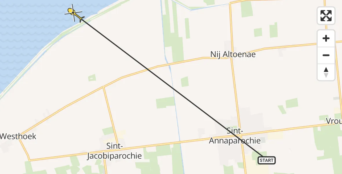 Routekaart van de vlucht: Ambulanceheli naar St.-Annaparochie, Boonweg