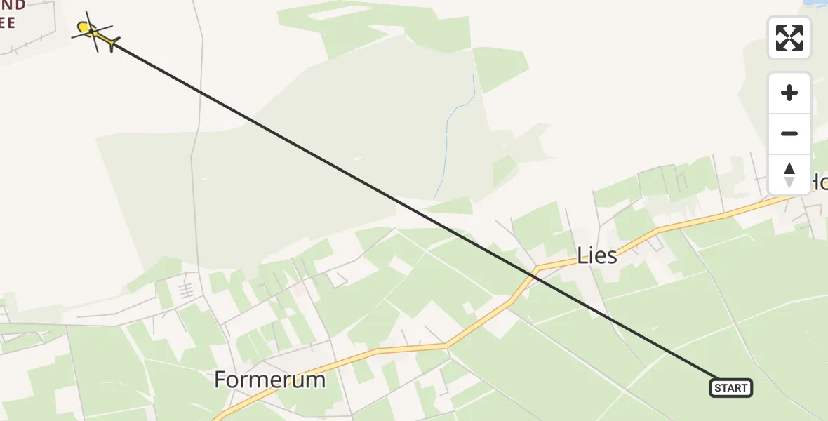 Routekaart van de vlucht: Ambulancehelikopter naar Formerum, Midsland aan Zee