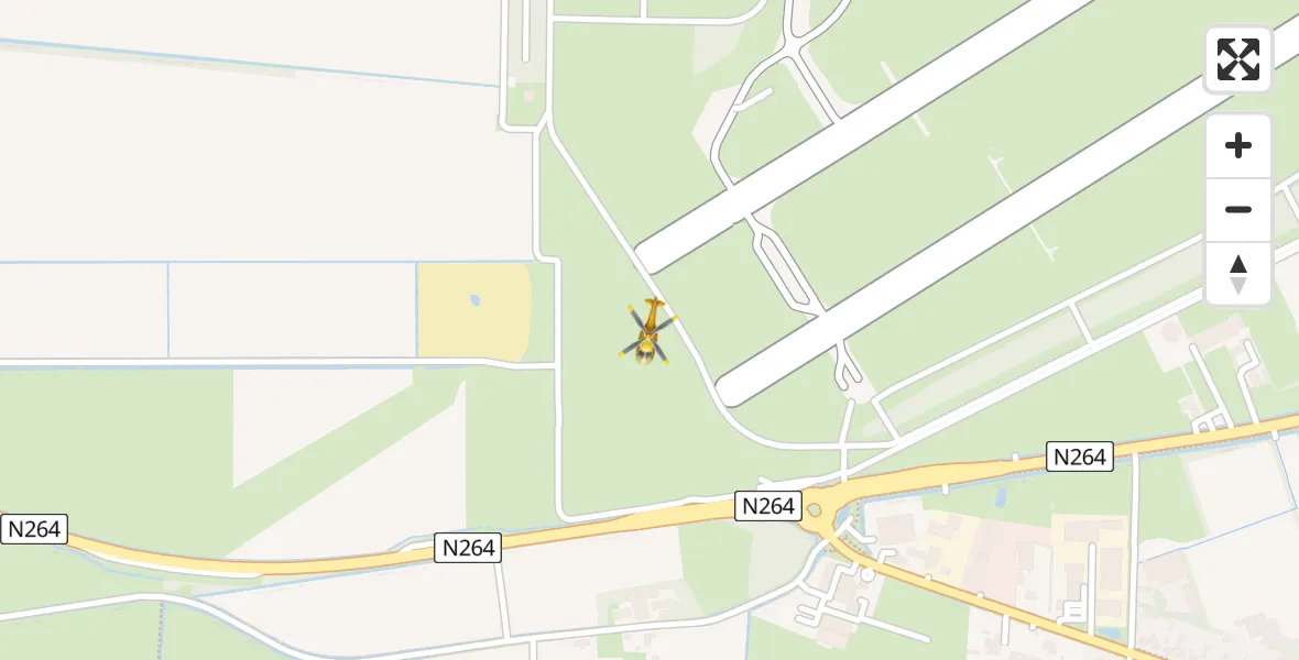 Vluchtroute Traumahelikopter van Vliegbasis Volkel naar Vliegbasis Volkel