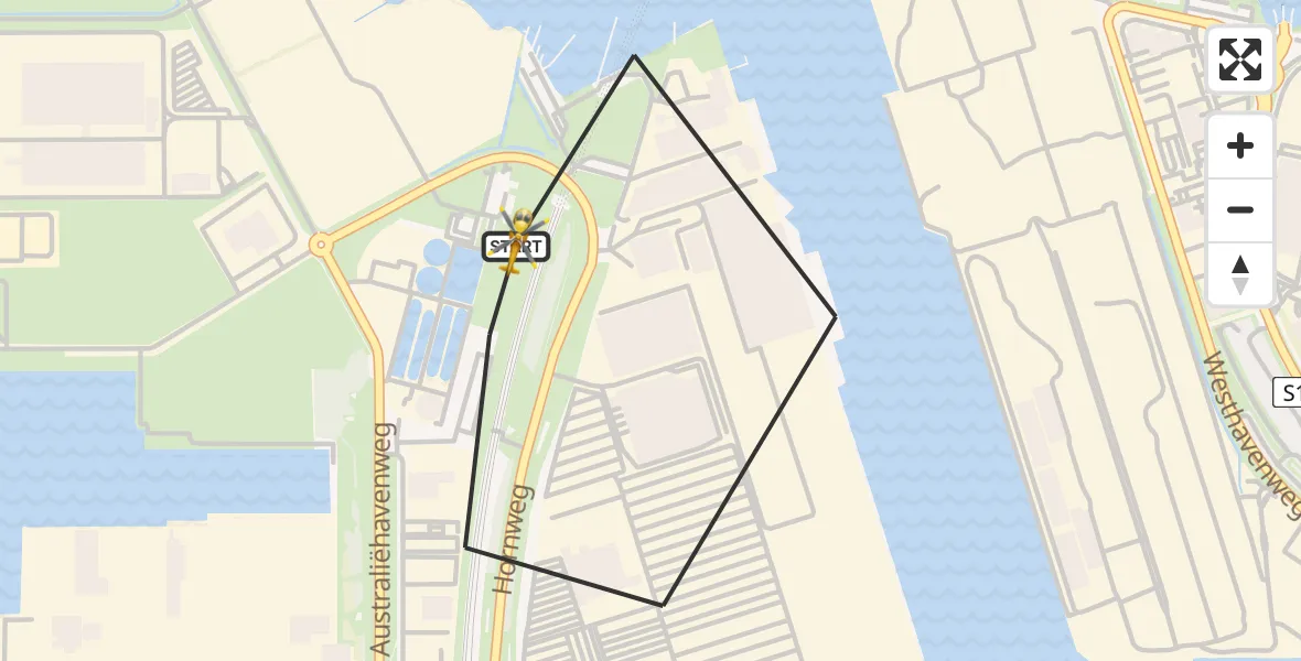 Vluchtroute Traumahelikopter van Amsterdam Heliport naar Amsterdam Heliport