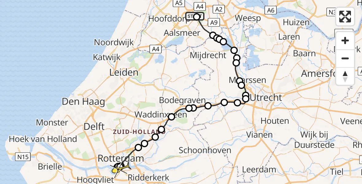 Routekaart van de vlucht: Politieheli naar Rotterdam, Walaardt Sacréstraat