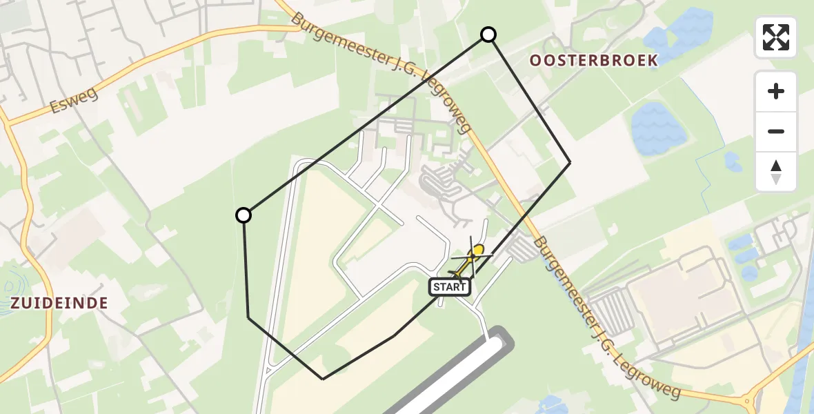 Routekaart van de vlucht: Lifeliner 4 naar Groningen Airport Eelde, Kerklaan