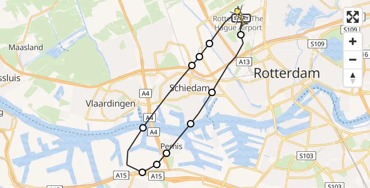 Routekaart van de vlucht: Lifeliner 2 naar Rotterdam The Hague Airport, Gatwickbaan