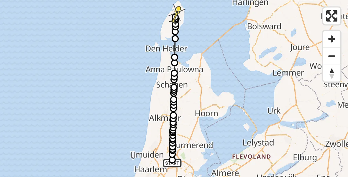 Routekaart van de vlucht: Lifeliner 1 naar Texel International Airport, Ringweg