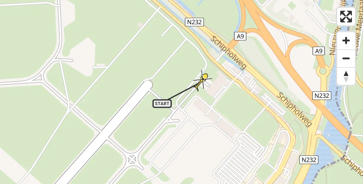 Vluchtroute Politiehelikopter van Schiphol naar Schiphol