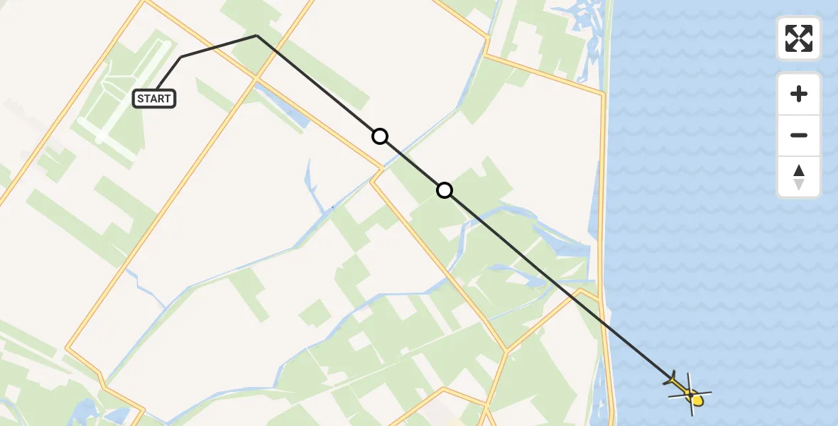 Routekaart van de vlucht: Kustwachthelikopter naar Oosterend, Limietweg