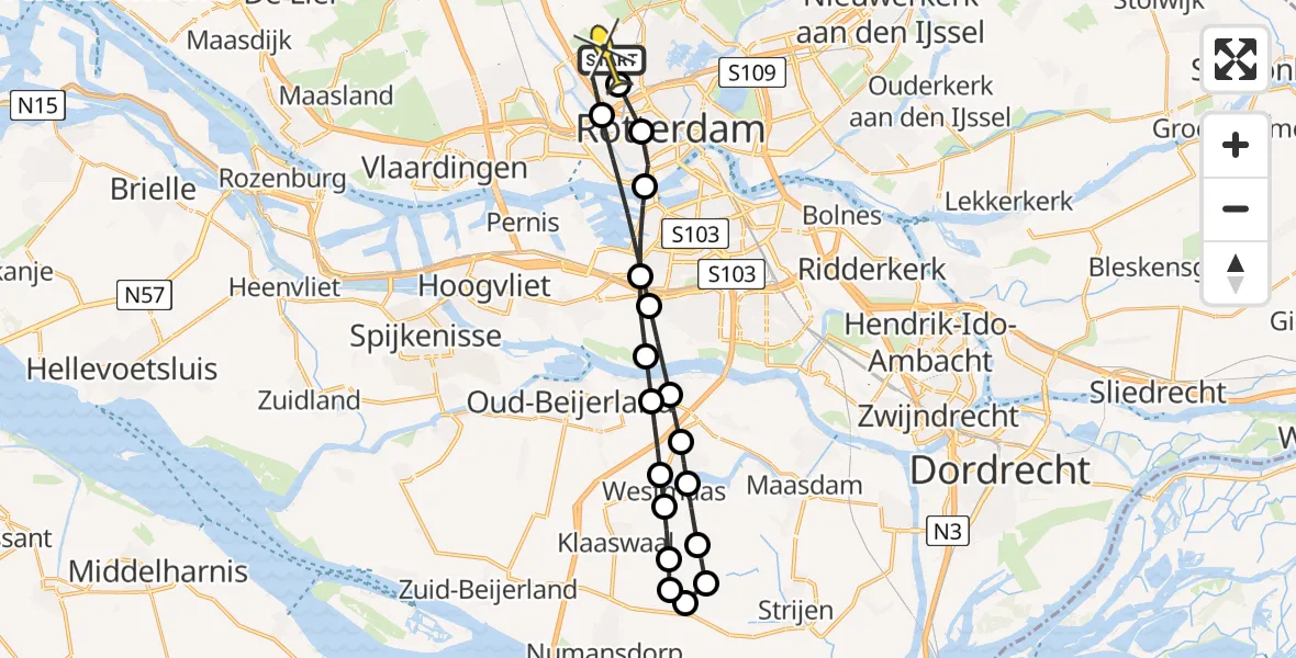 Routekaart van de vlucht: Lifeliner 2 naar Rotterdam The Hague Airport, Linatebaan
