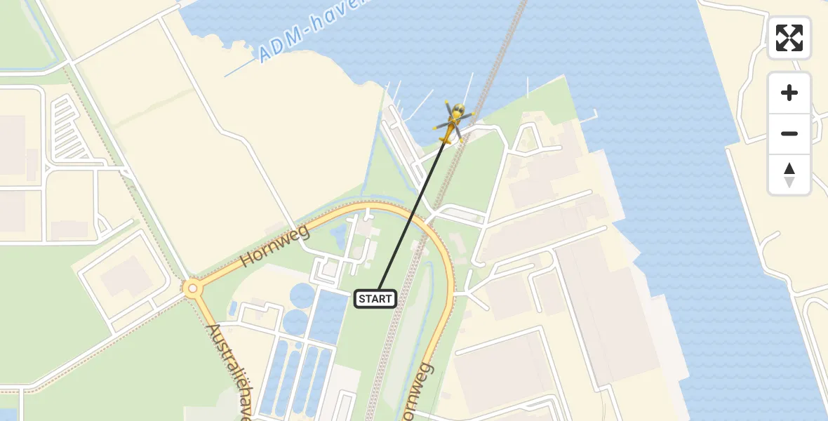 Vluchtroute Traumahelikopter van Amsterdam Heliport naar Amsterdam Heliport