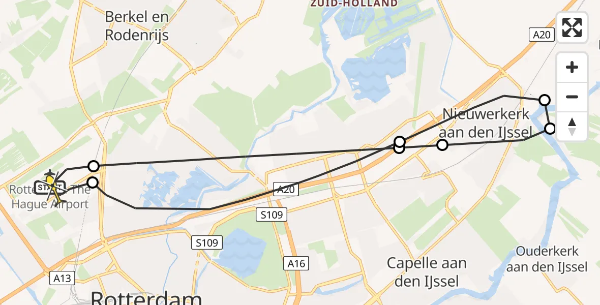 Routekaart van de vlucht: Lifeliner 2 naar Rotterdam The Hague Airport, Soesterbergstraat