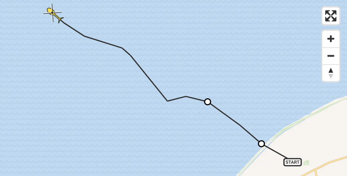 Routekaart van de vlucht: Ambulancehelikopter naar Oosterend, Sedyk
