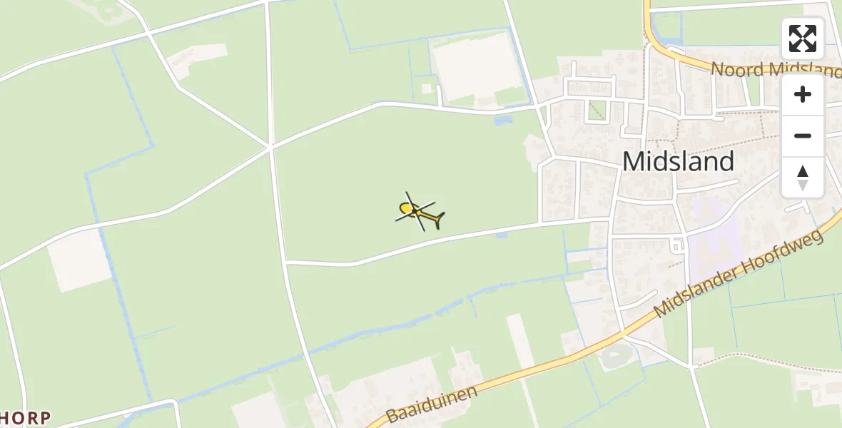 Routekaart van de vlucht: Ambulancehelikopter naar Midsland