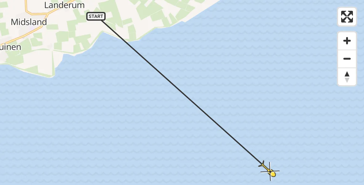 Routekaart van de vlucht: Ambulancehelikopter naar Oosterend