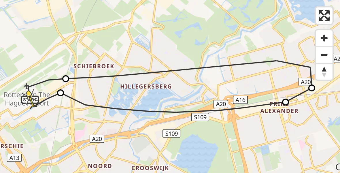 Routekaart van de vlucht: Lifeliner 2 naar Rotterdam The Hague Airport, Bovendijk