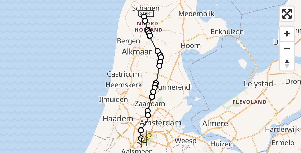 Routekaart van de vlucht: Politieheli naar Schiphol, Imkelanderweg