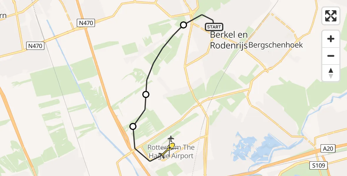 Routekaart van de vlucht: Lifeliner 2 naar Rotterdam The Hague Airport, Polderweg