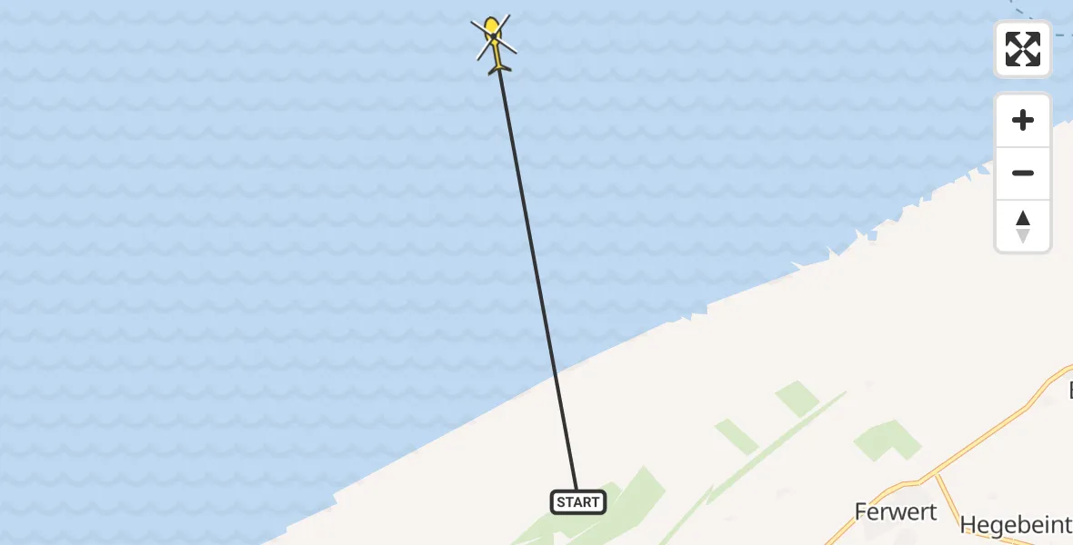 Routekaart van de vlucht: Ambulancehelikopter naar Ferwert