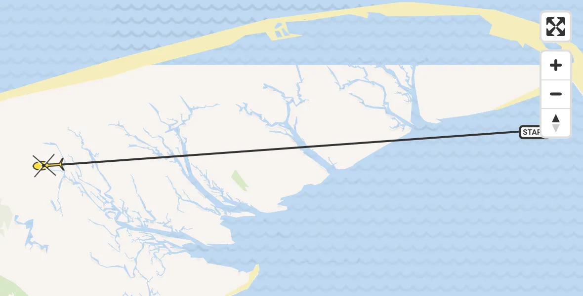 Routekaart van de vlucht: Ambulanceheli naar Oosterend, Boschplaat