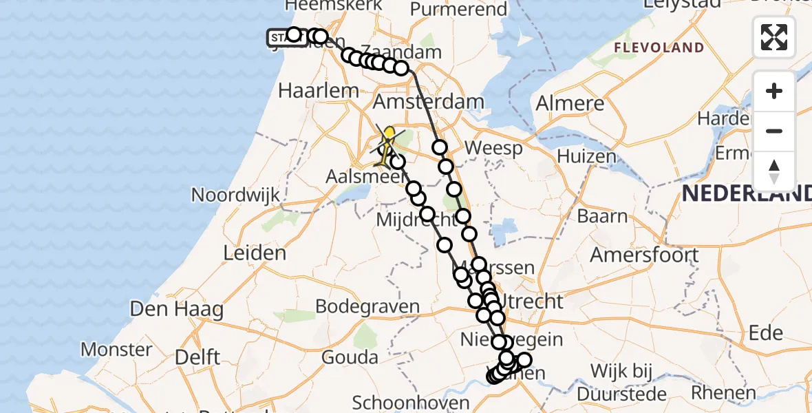 Routekaart van de vlucht: Politieheli naar Schiphol, Zuidersluisweg