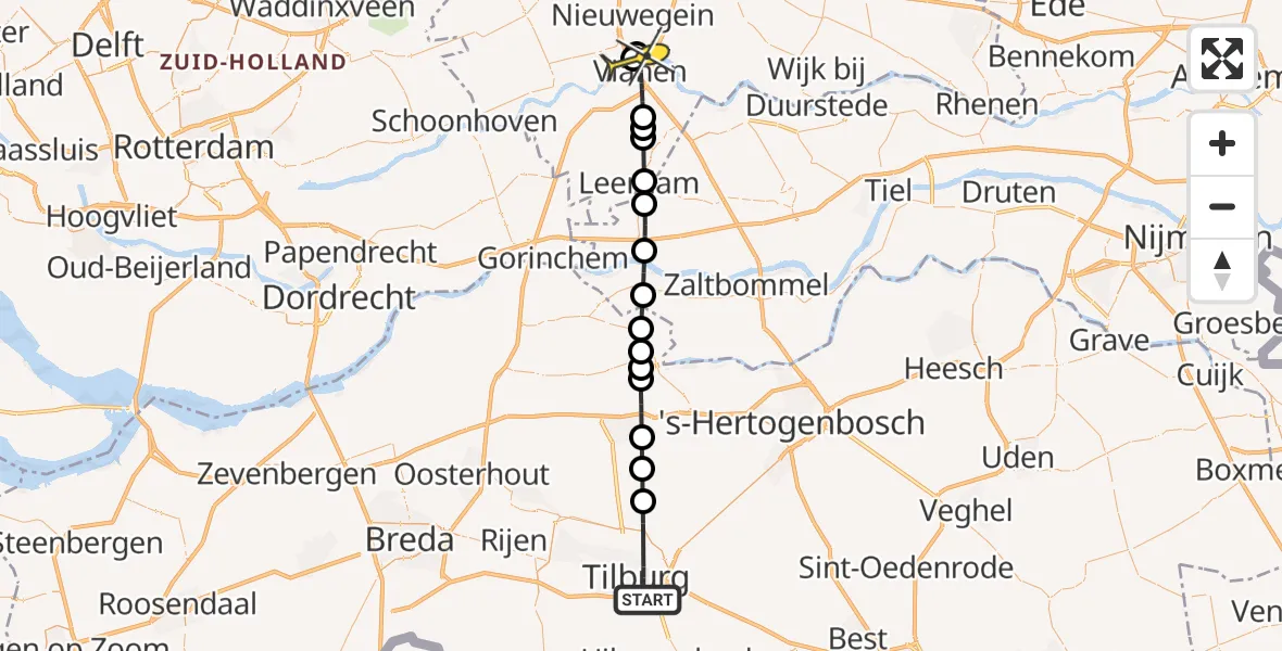 Routekaart van de vlucht: Lifeliner 2 naar Vianen, Valkenierstraat