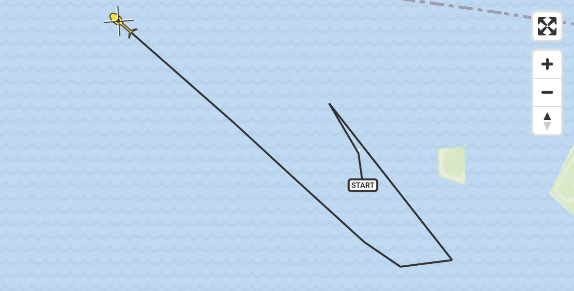 Routekaart van de vlucht: Kustwachthelikopter naar Sirjansland, Mosselbanken West