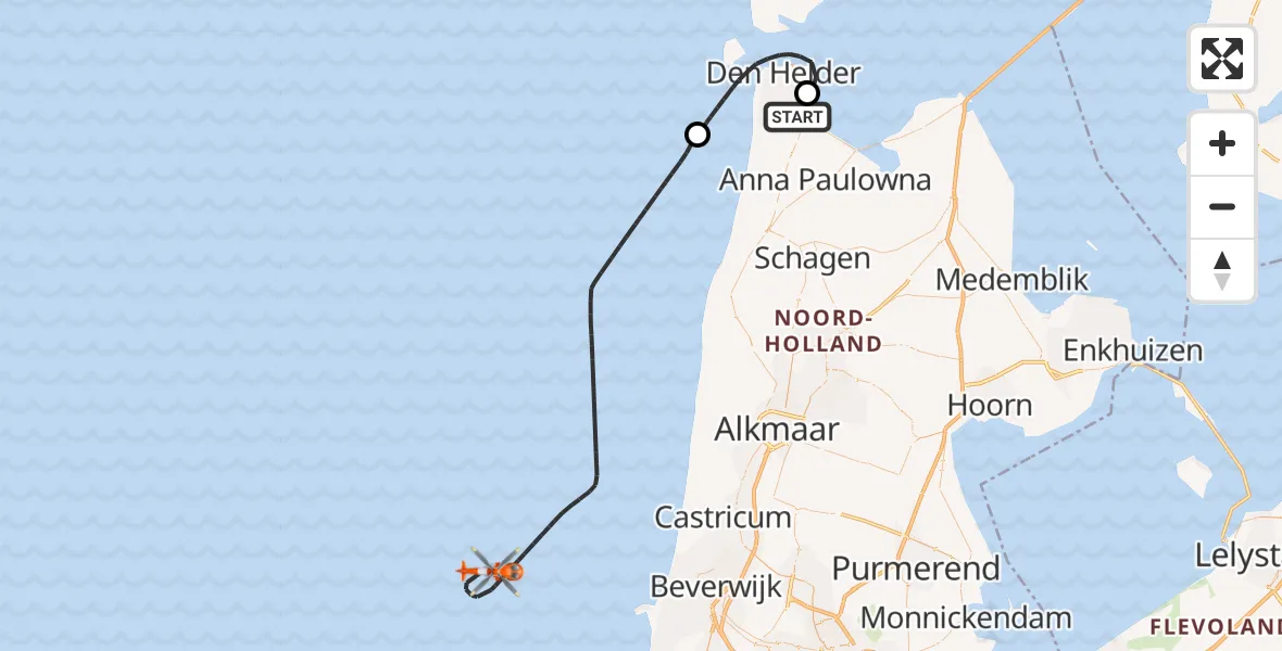 Vluchtroute Kustwachthelikopter Vliegveld De Kooy - , 20 mei 2024, 15:18