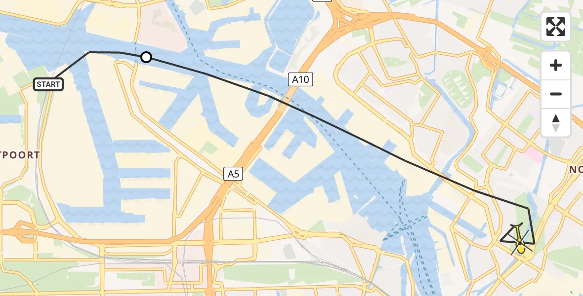 Routekaart van de vlucht: Lifeliner 1 naar Amsterdam, Hemweg