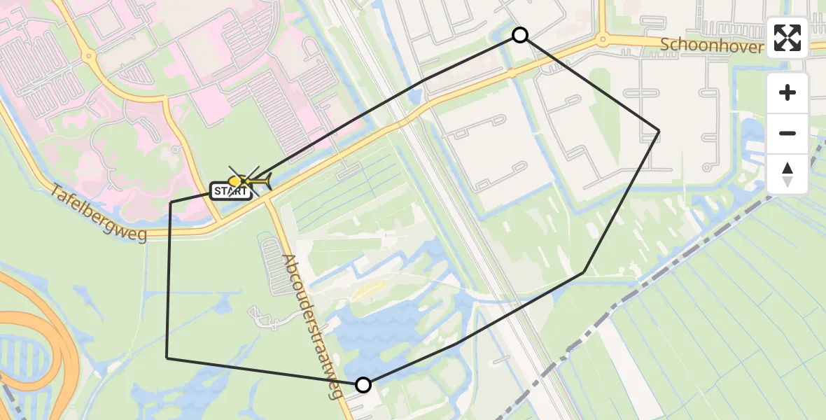 Routekaart van de vlucht: Kustwachthelikopter naar Academisch Medisch Centrum (AMC), Abcouderstraatweg