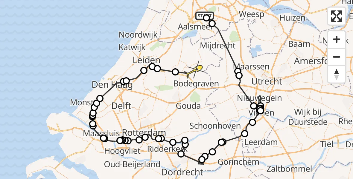 Routekaart van de vlucht: Politieheli naar Aarlanderveen, Rietwijkeroordweg
