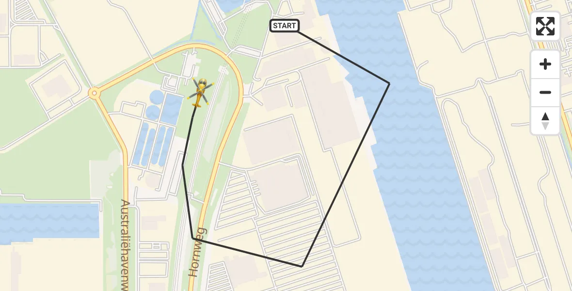 Vluchtroute Traumahelikopter van Amsterdam Heliport naar Amsterdam Heliport