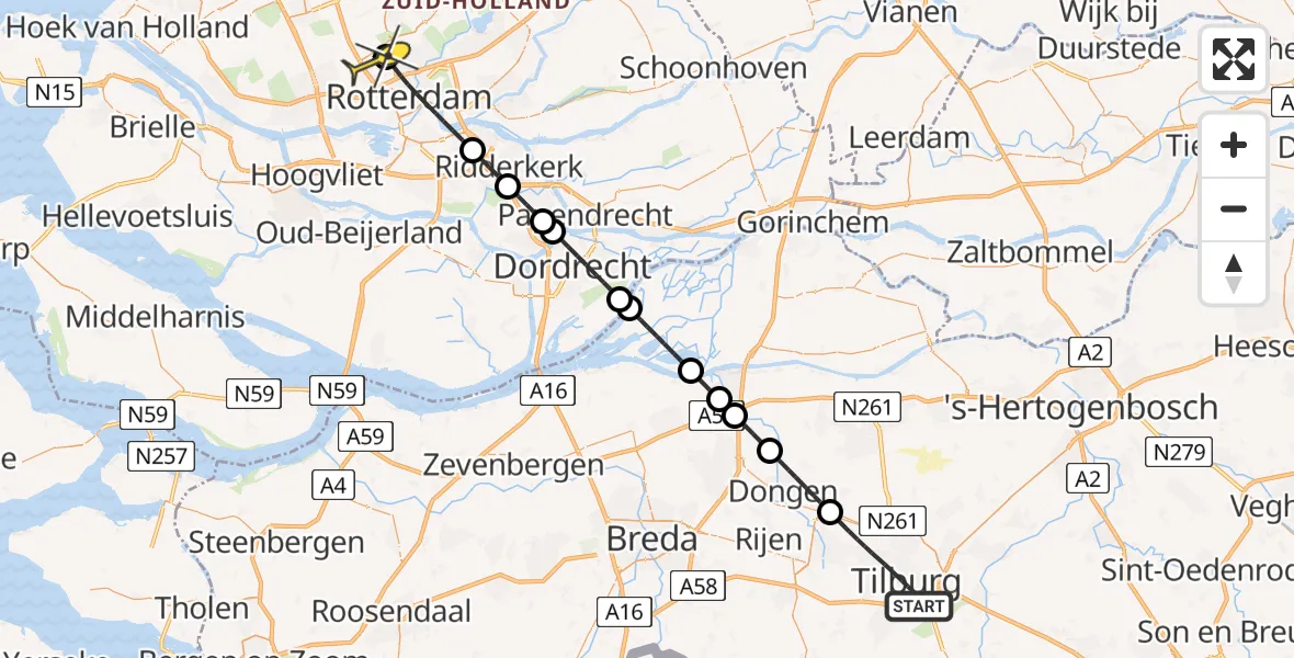 Routekaart van de vlucht: Lifeliner 2 naar Rotterdam The Hague Airport, Phoenixplaats