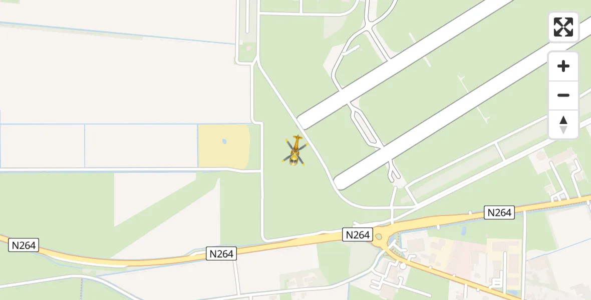 Vluchtroute Traumahelikopter van Vliegbasis Volkel naar Vliegbasis Volkel