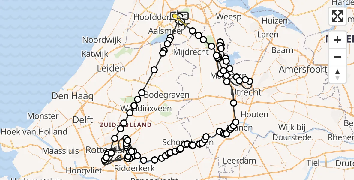 Routekaart van de vlucht: Politieheli naar Aalsmeer, Kleine Bospad