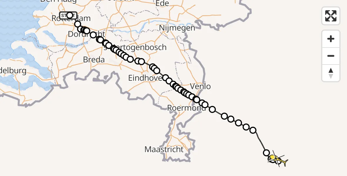 Routekaart van de vlucht: Traumahelikopter naar Sankt Augustin, Petristraat