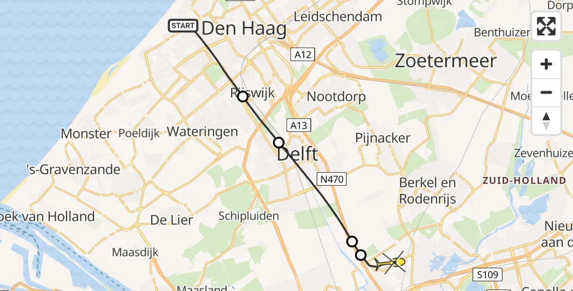 Routekaart van de vlucht: Lifeliner 2 naar Rotterdam The Hague Airport, Laan van Meerdervoort