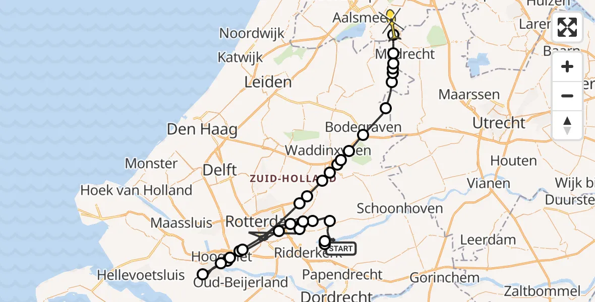 Routekaart van de vlucht: Politieheli naar Amstelveen, Lekdijk