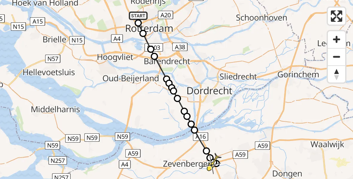 Routekaart van de vlucht: Lifeliner 2 naar Langeweg, Deelenpad