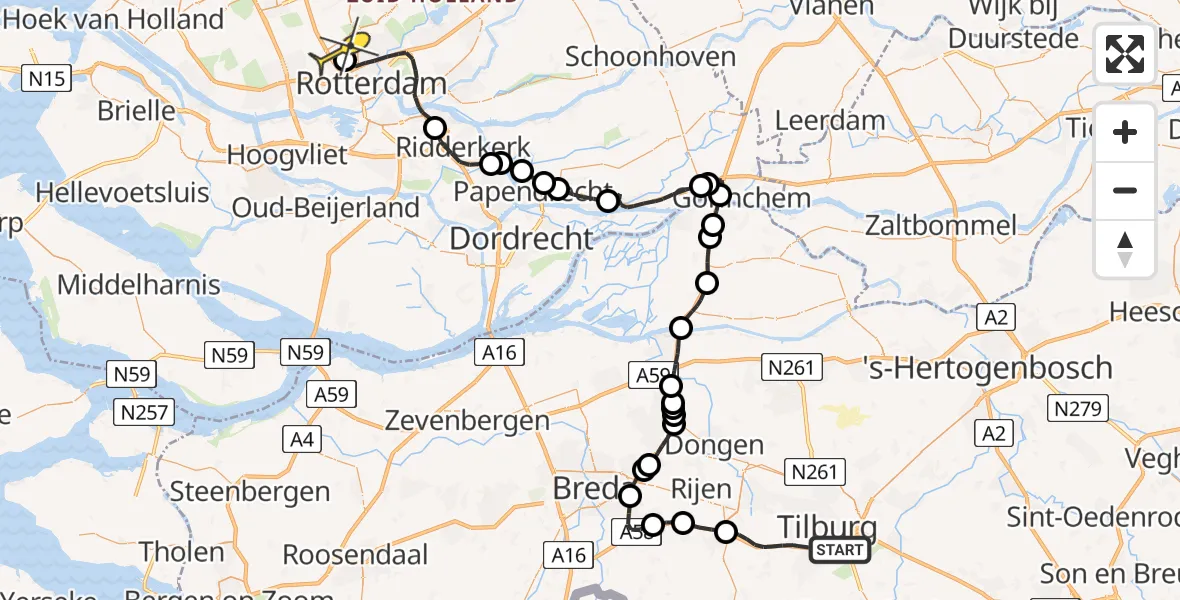 Routekaart van de vlucht: Lifeliner 2 naar Rotterdam The Hague Airport, Ardennenlaan