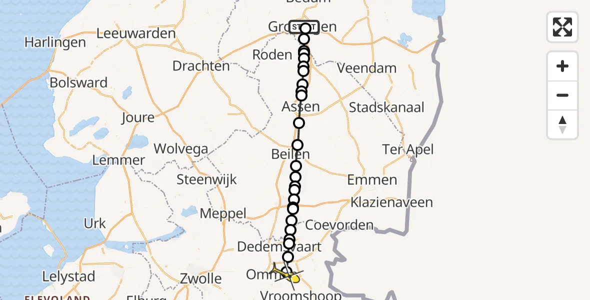 Routekaart van de vlucht: Lifeliner 4 naar Ommen, Barkmolenstraat