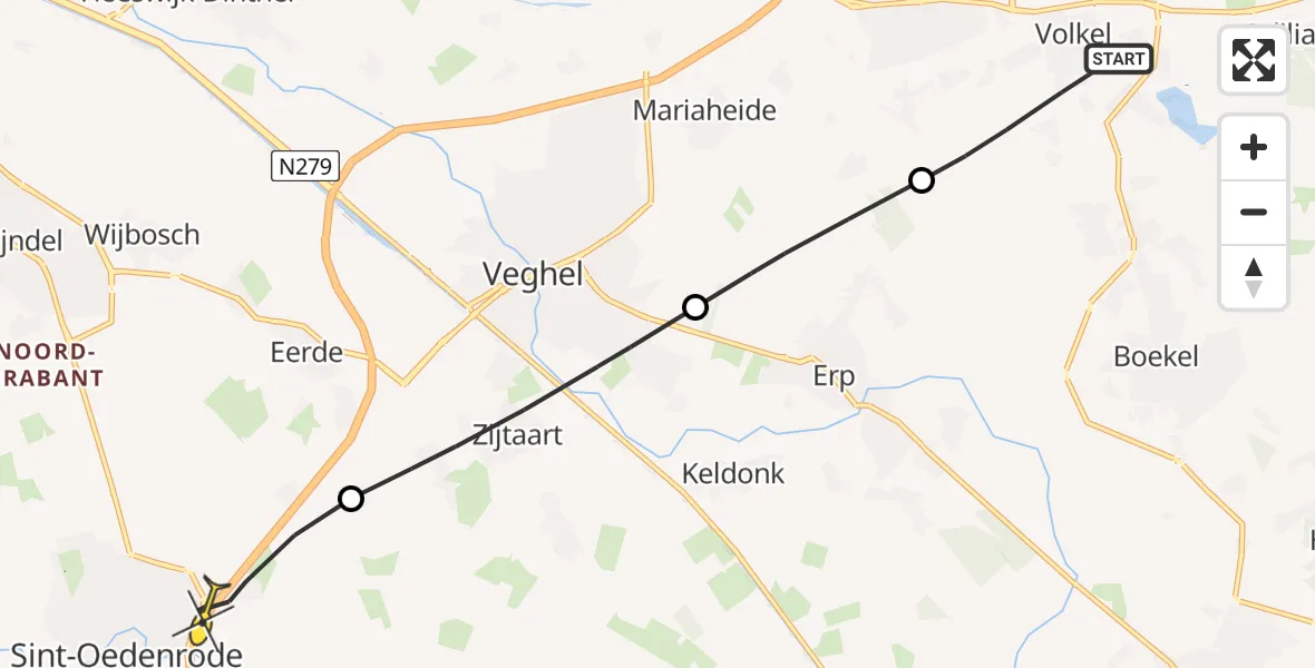 Routekaart van de vlucht: Lifeliner 3 naar Sint-Oedenrode, Heiveldenstraat