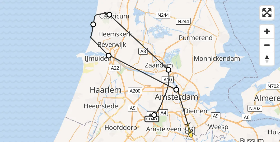 Routekaart van de vlucht: Politieheli naar Amsterdam, Thomas R. Malthusstraat