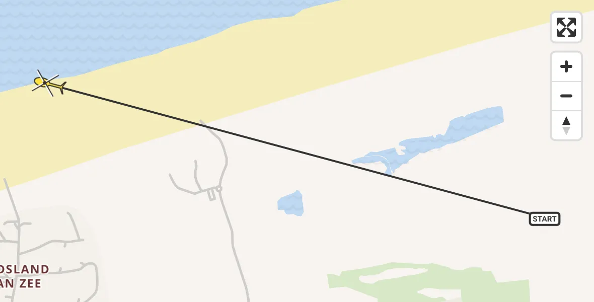 Routekaart van de vlucht: Ambulancehelikopter naar Midsland, Midsland aan Zee